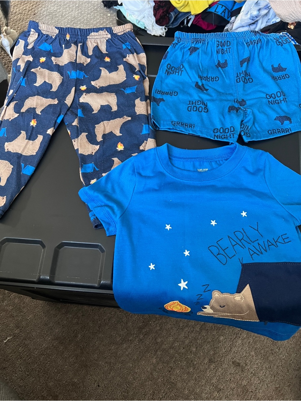 Blue Bear Kids Pajama Set - Short Sleeve Tee & Two Bottoms